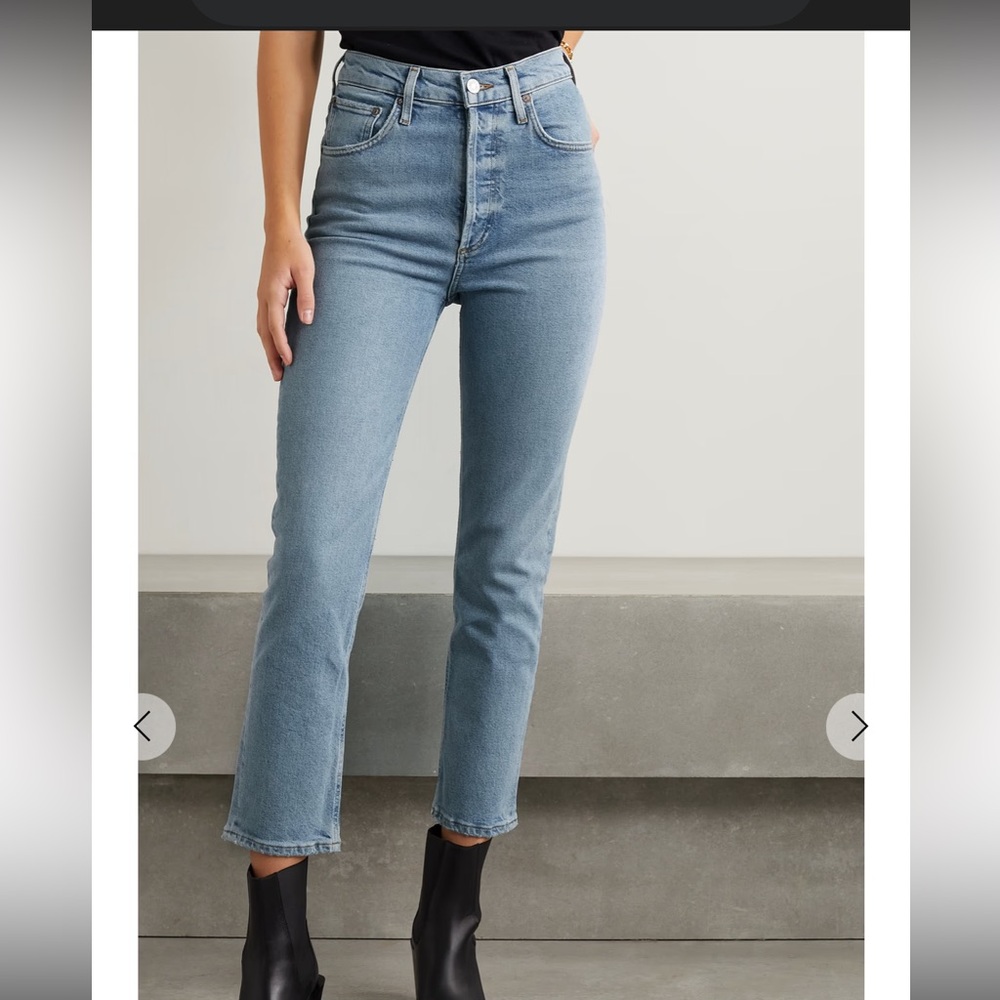 Agolde Light Blue Denim Straight Fit Jeans - Picture 2 of 12